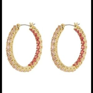 NWT COVET Cz Hoop Earrings In Pink Multi